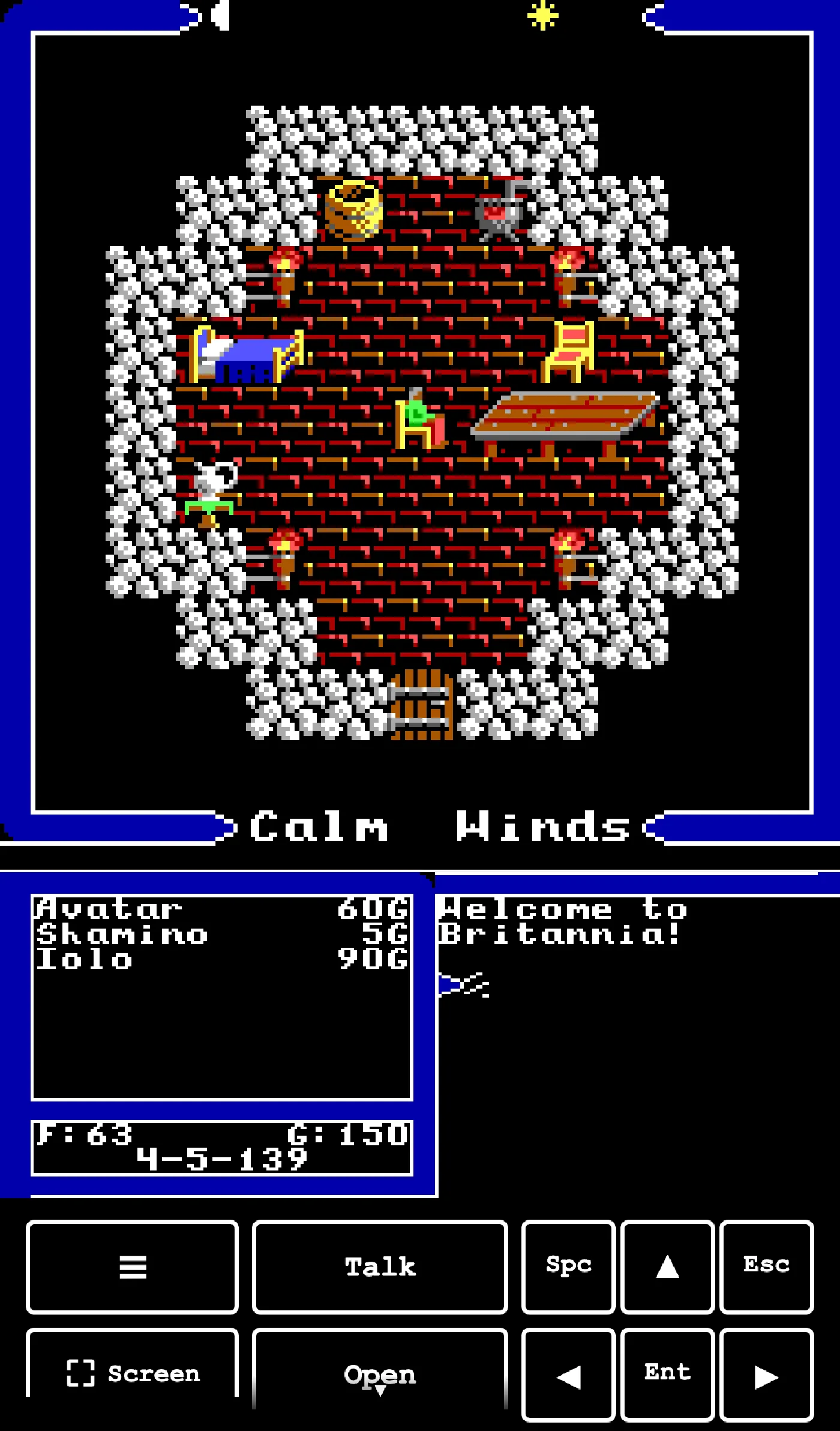 El juego en un teléfono, en vertical, con botonera táctil
