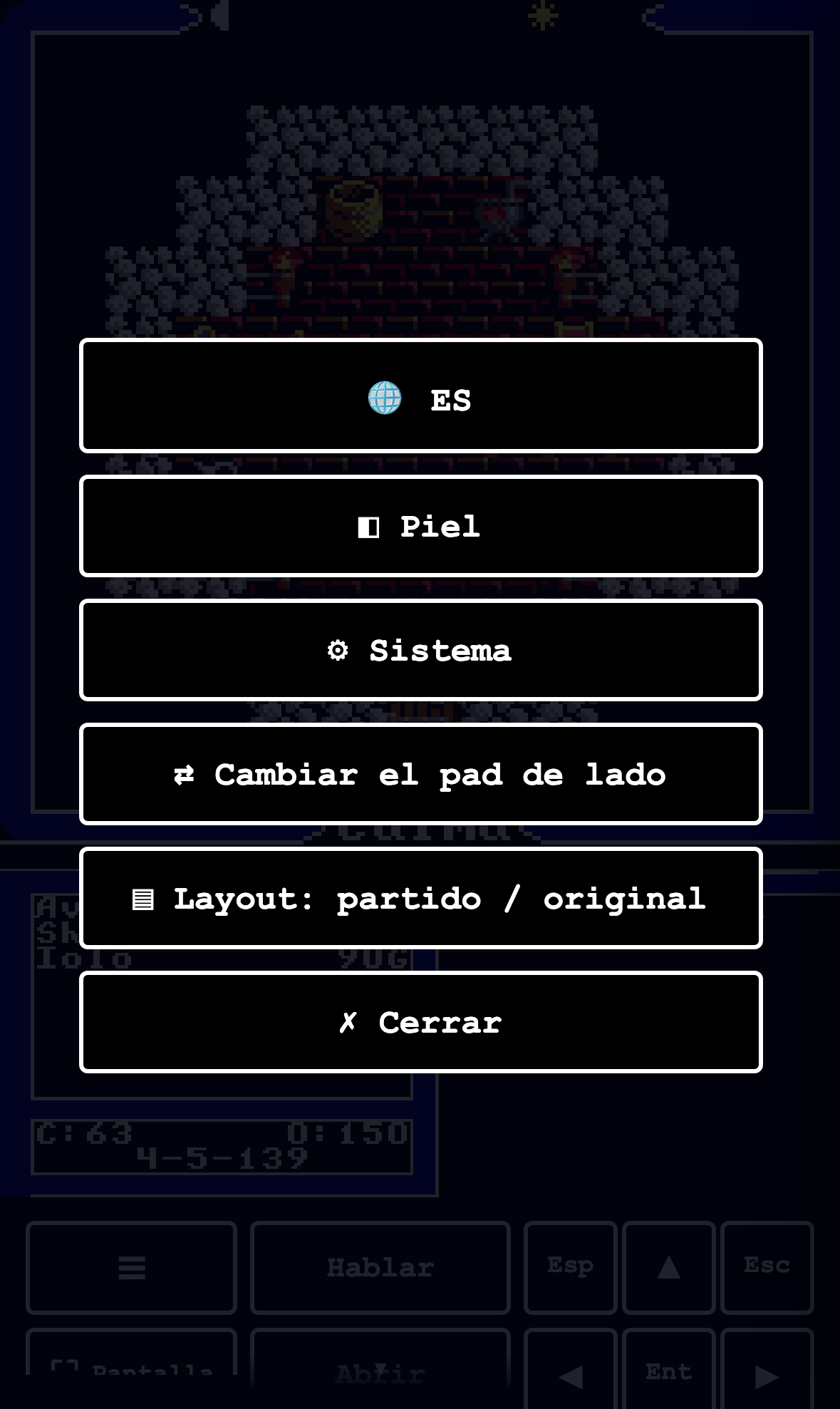 Menú del deck